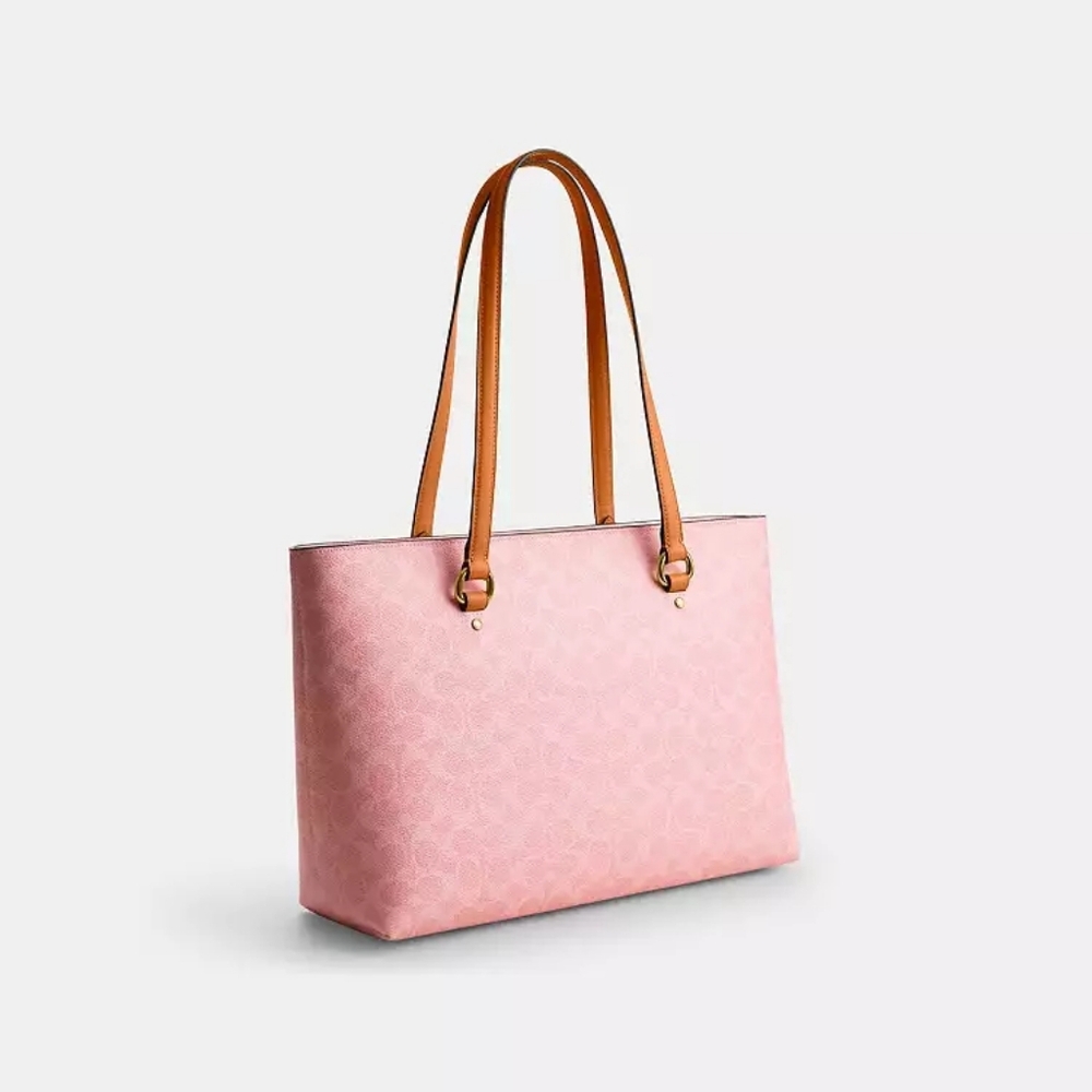 Coach Station Tote Bag In Signature Canvas (Powder pink) - Picture 15 of 16